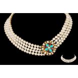 A FOUR STRAND PEARL NECKLACE,