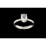 A DIAMOND SOLITAIRE RING, one oval rose cut diamond of approx 0.50ct, mounted in 18ct white gold.