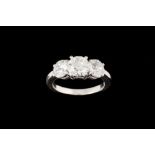 A DIAMOND THREE STONE RING, three old European brilliant cut diamonds of approx 2.