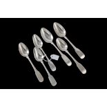 SIX IRISH GEORGIAN SILVER TEASPOONS, Dublin HM, fiddle pattern,