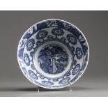 A Chinese blue and white lobed bowl