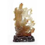 A Chinese agate Guanyin group