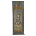 Rare hanging scroll (kakejiku) with an anonymous polychrome elegant painting