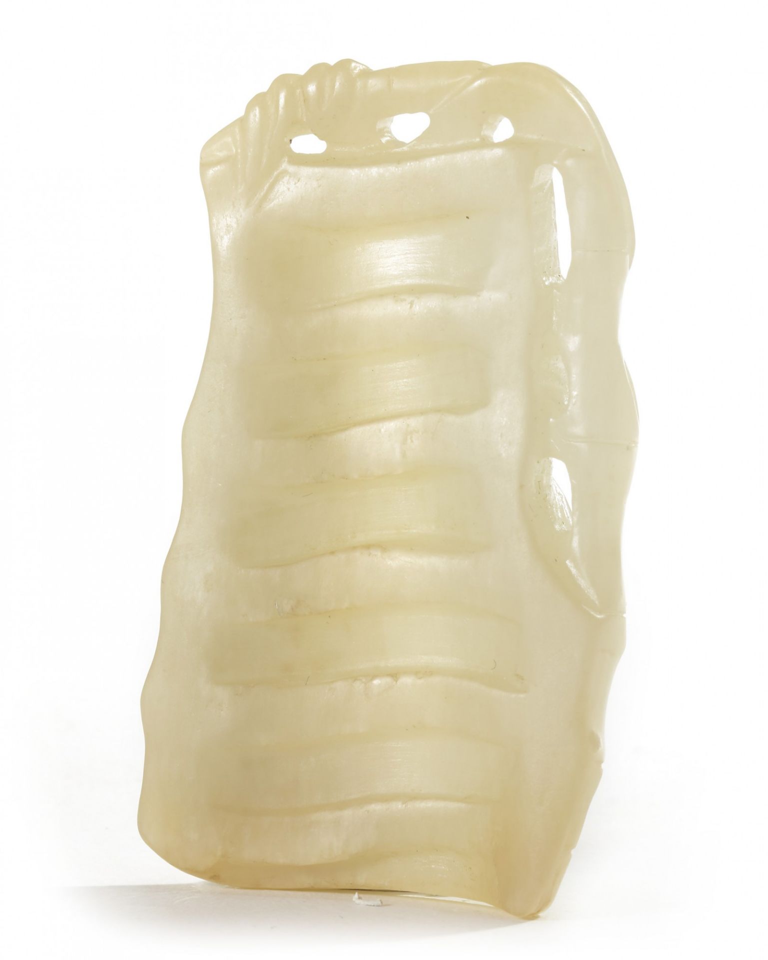A Chinese pale celadon jade carving of bamboo - Bild 3 aus 3