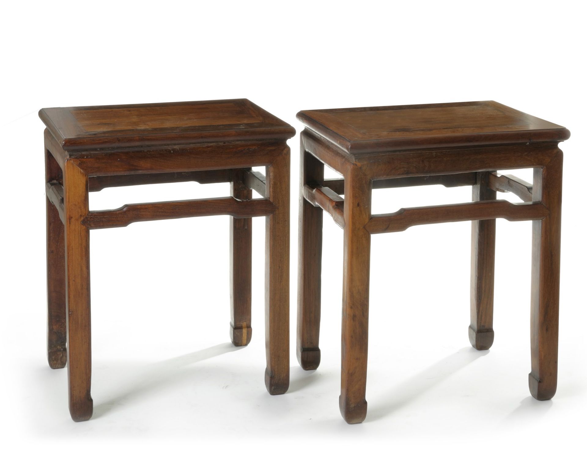 A pair of Chinese hongmu rectangular stools