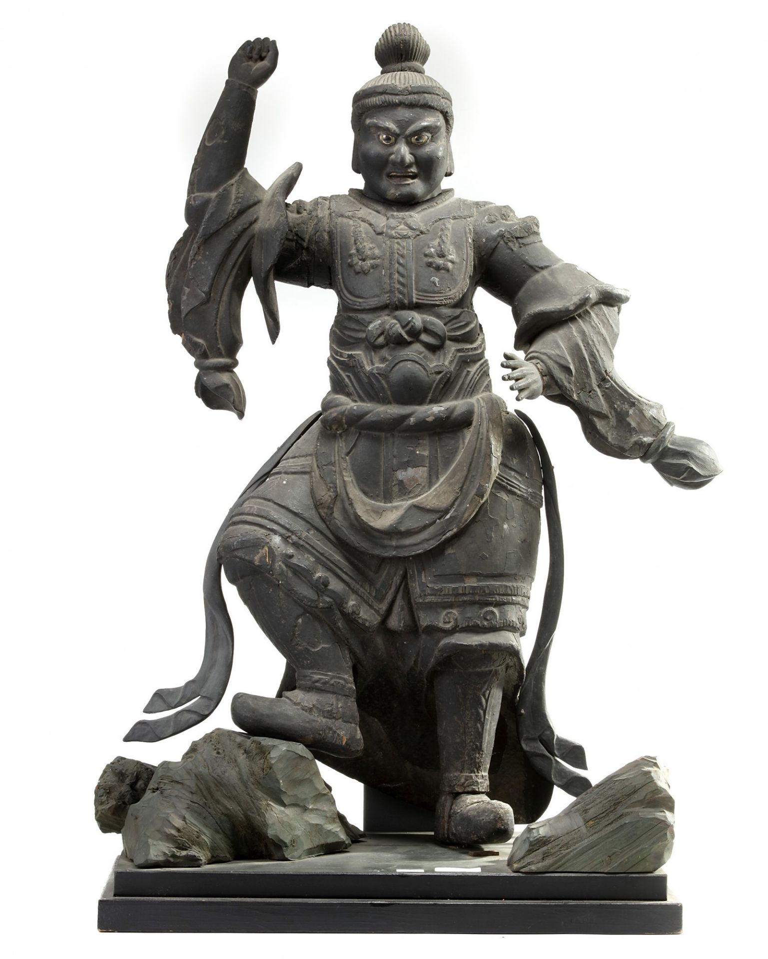 Wooden figure depicting the guardian deity Bishamon