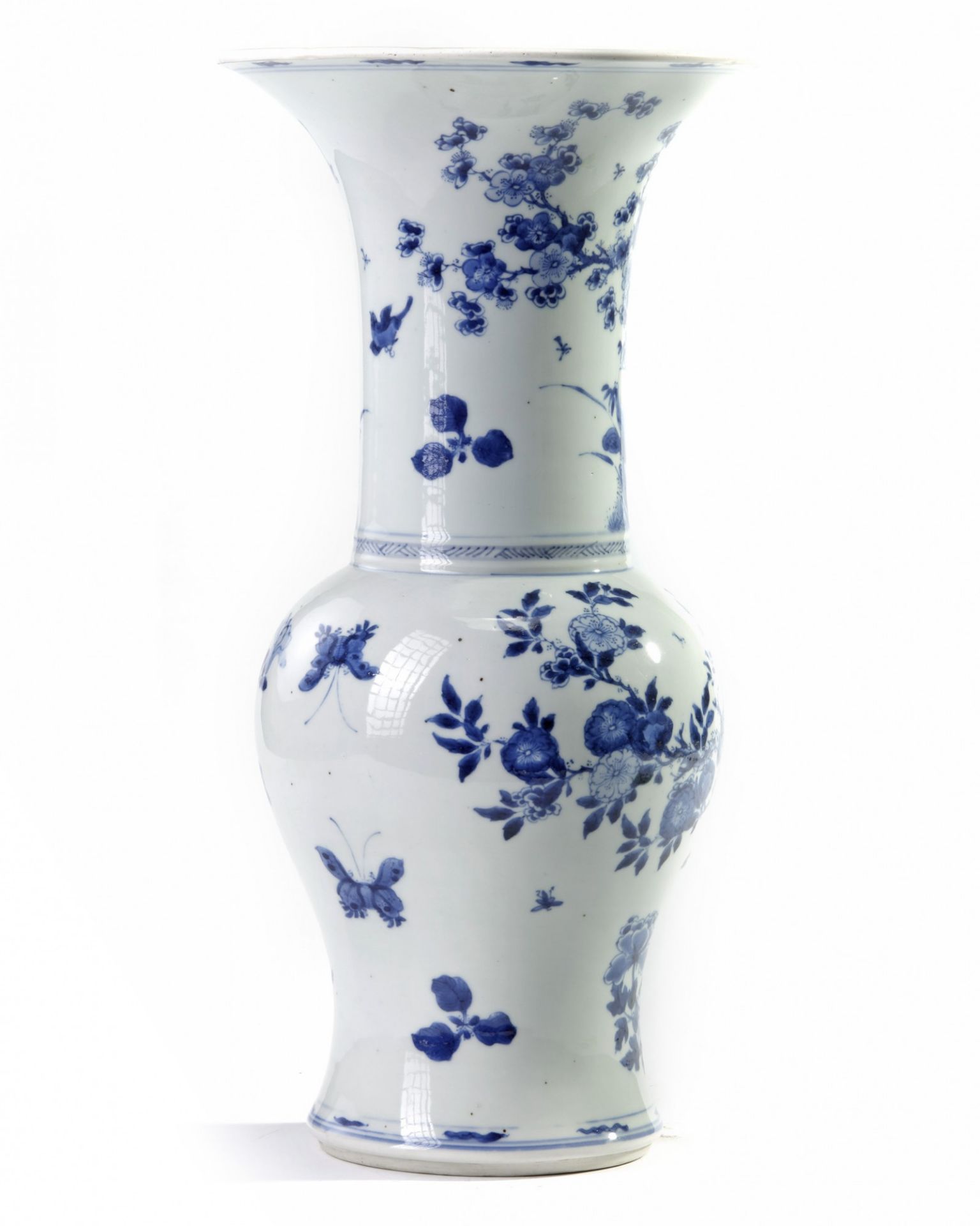 A Chinese blue and white phoenix-tail vase
