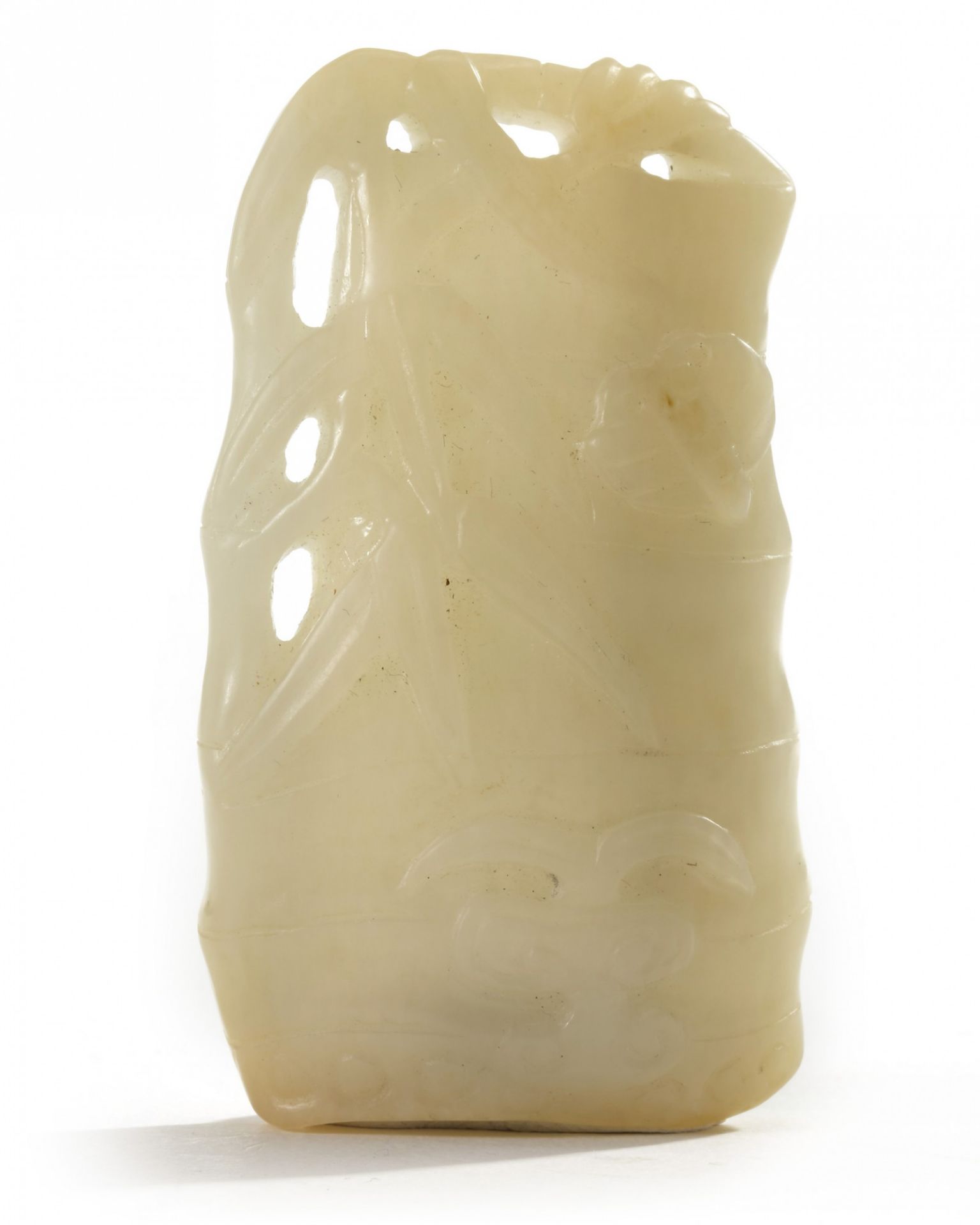 A Chinese pale celadon jade carving of bamboo - Bild 2 aus 3