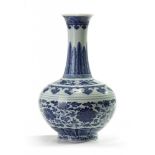 A Chinese blue and white Ming-style bottle vase