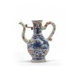 A European-enamelled Chinese blue and white ewer