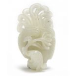 A Chinese pale celadon jade carving of a phoenix