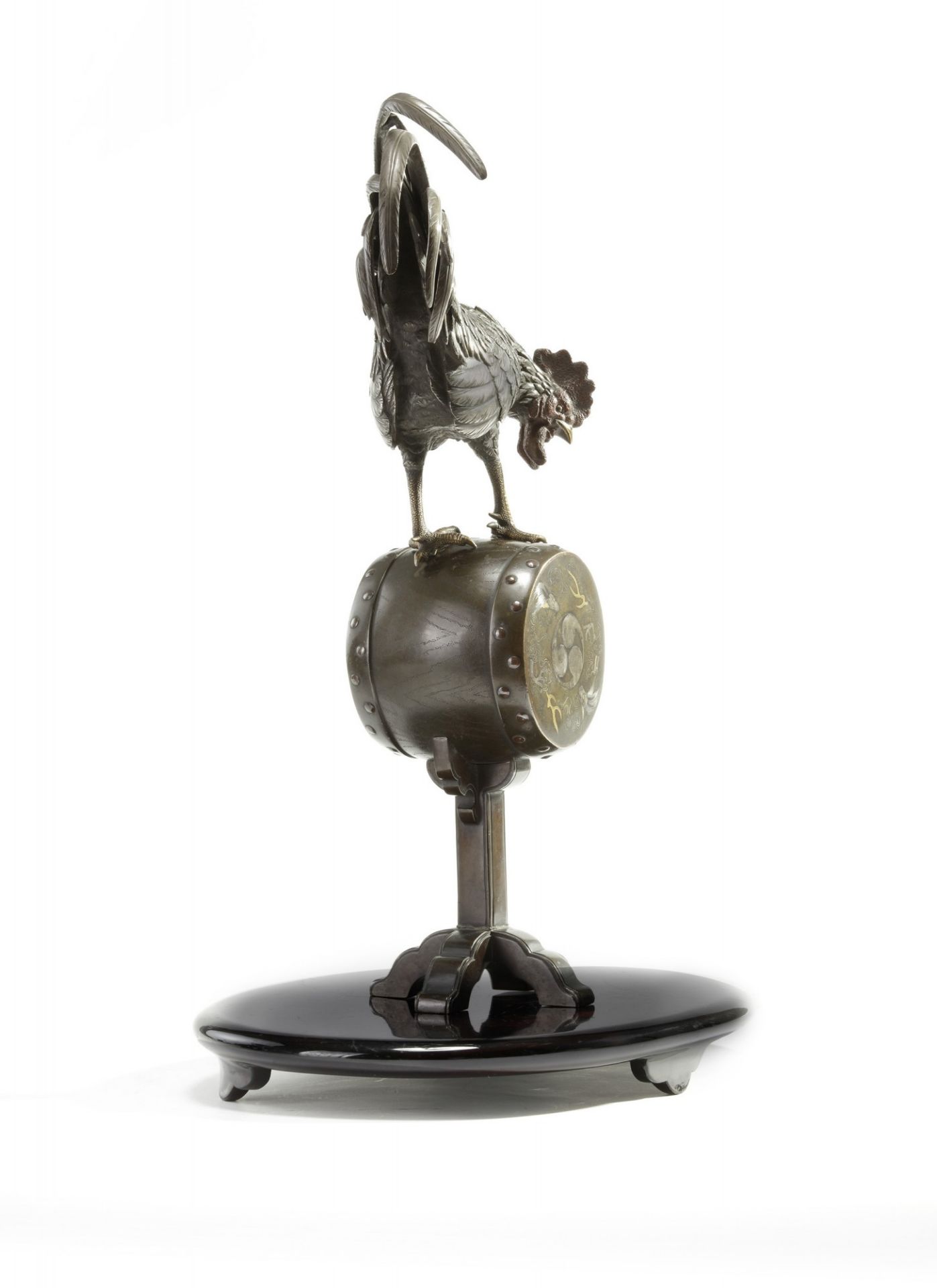 A Japanese figure of a rooster on a stand - Image 3 of 4