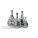 Four Chinese blue and white ‘Kraak porselein’ bottle vases