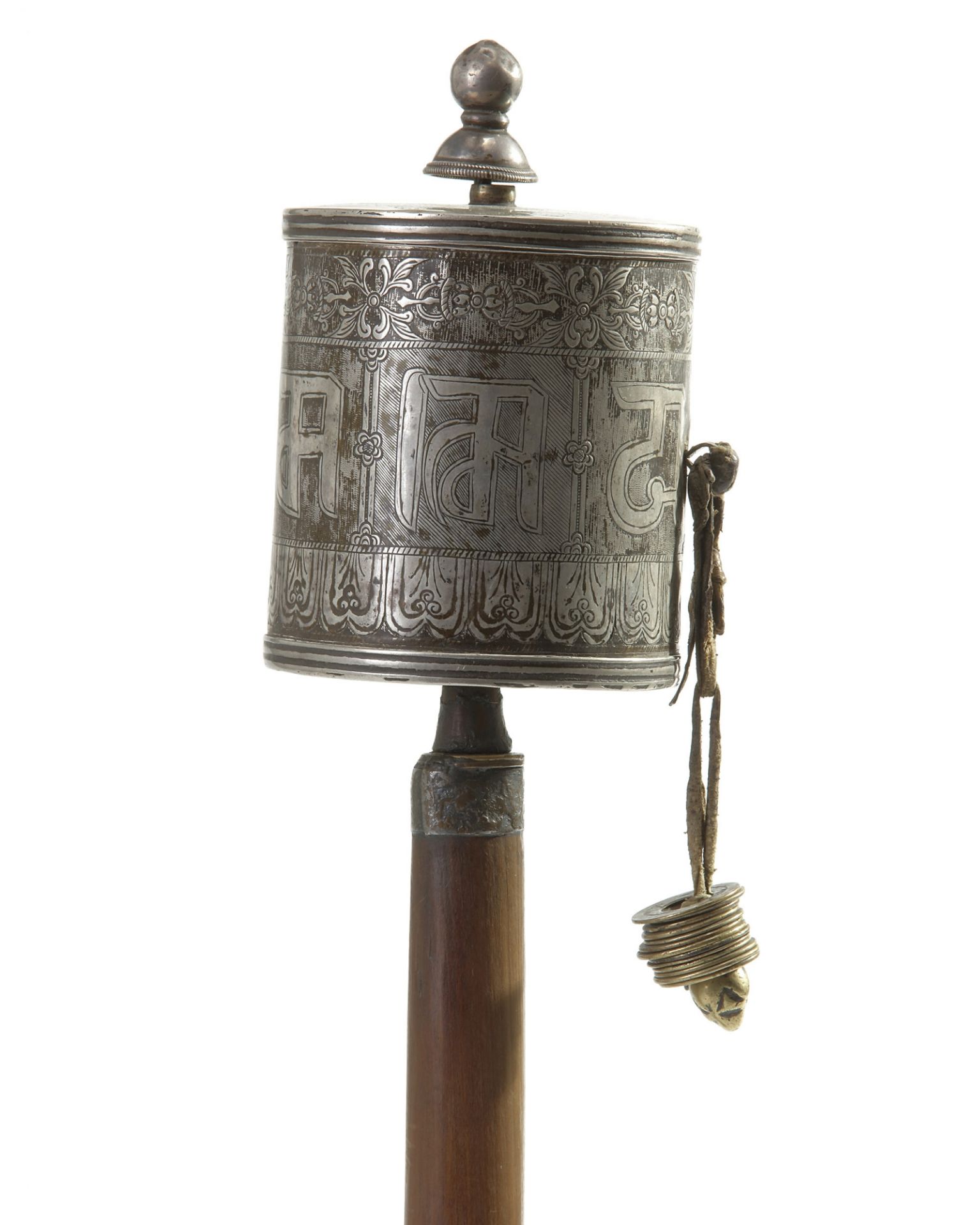 A Mongolian silver prayer wheel - Bild 2 aus 3