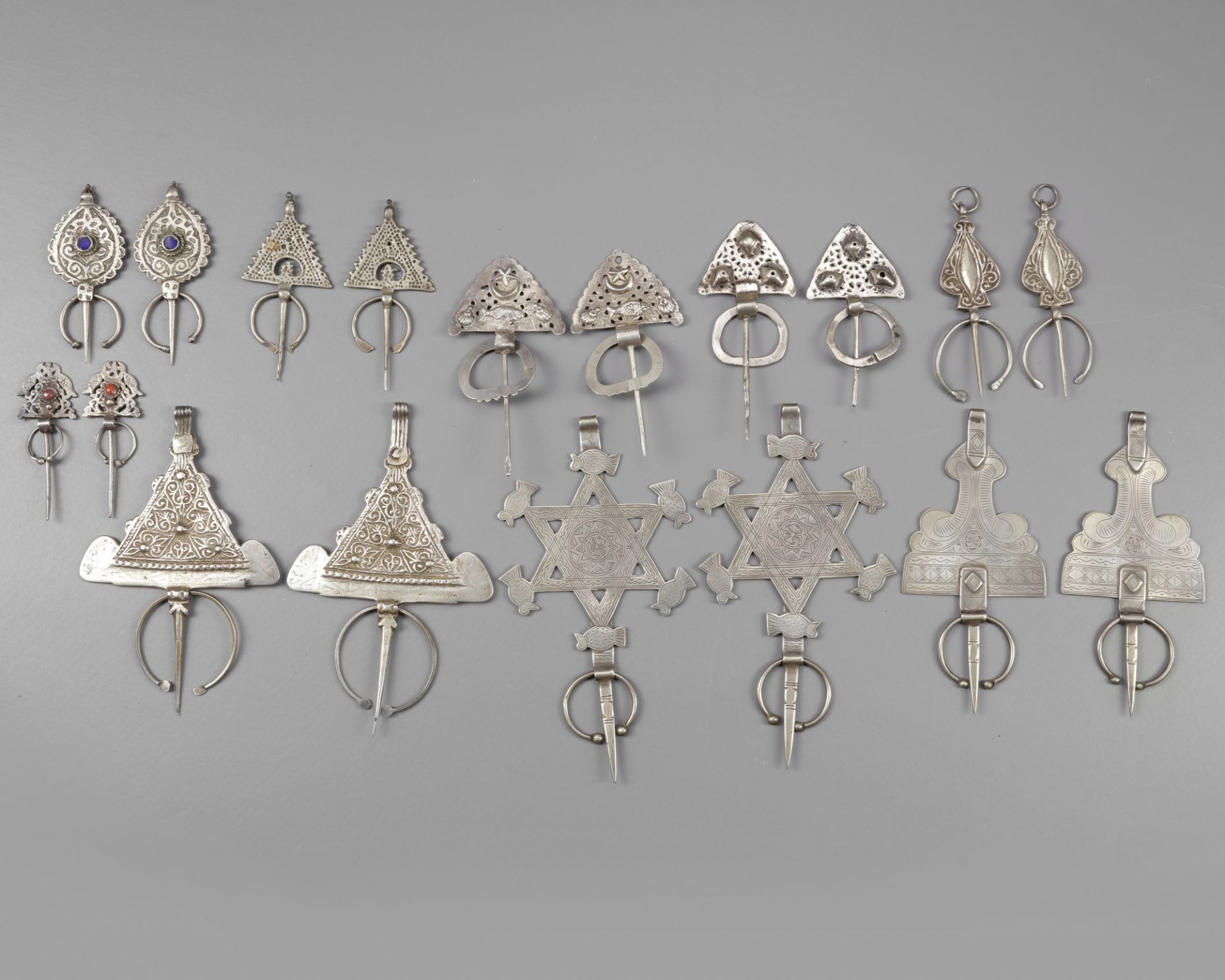 Nine pairs of Silver fibula's