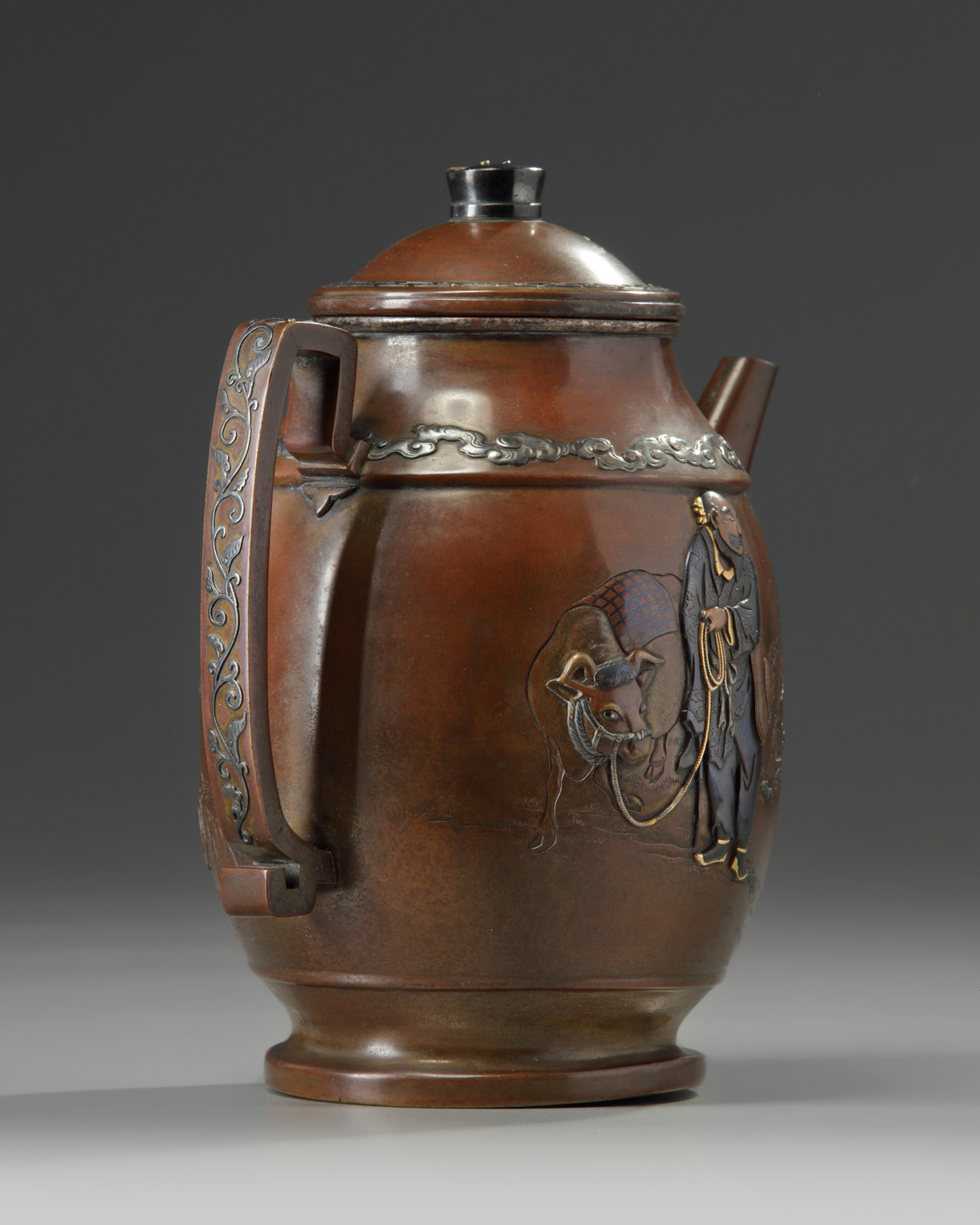 A Japanese mixed metal teapot - Image 4 of 5