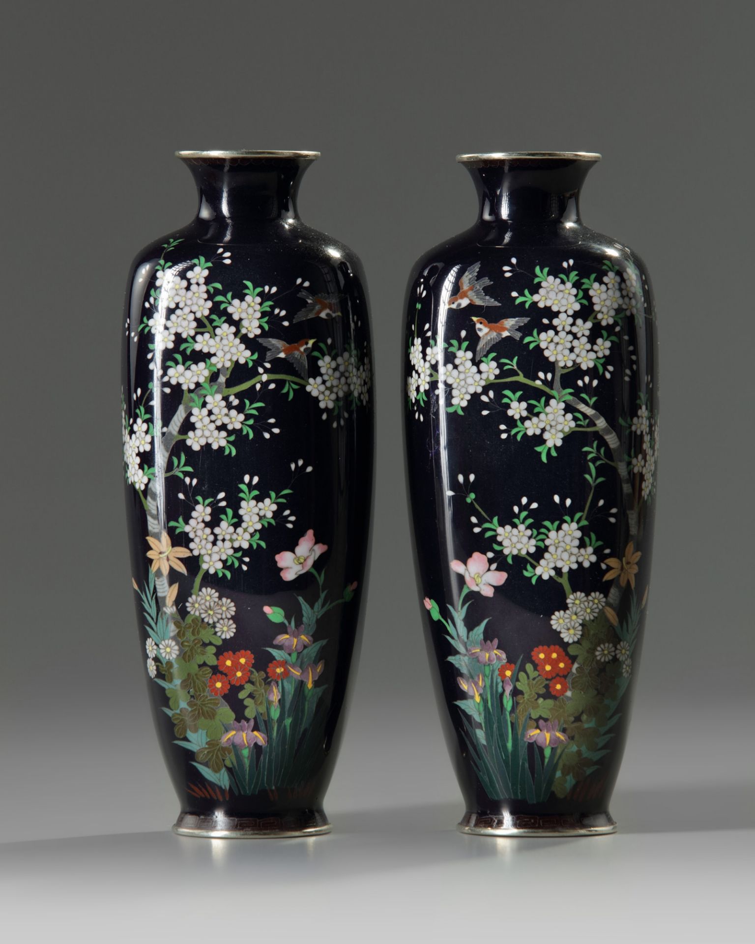 A pair of Japanese Cloisonné vases