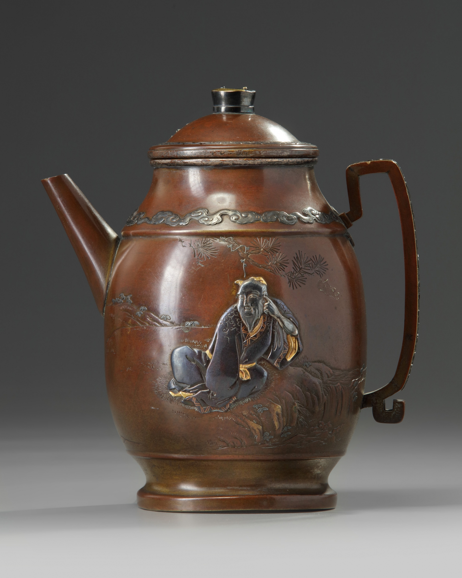 A Japanese mixed metal teapot - Image 2 of 5