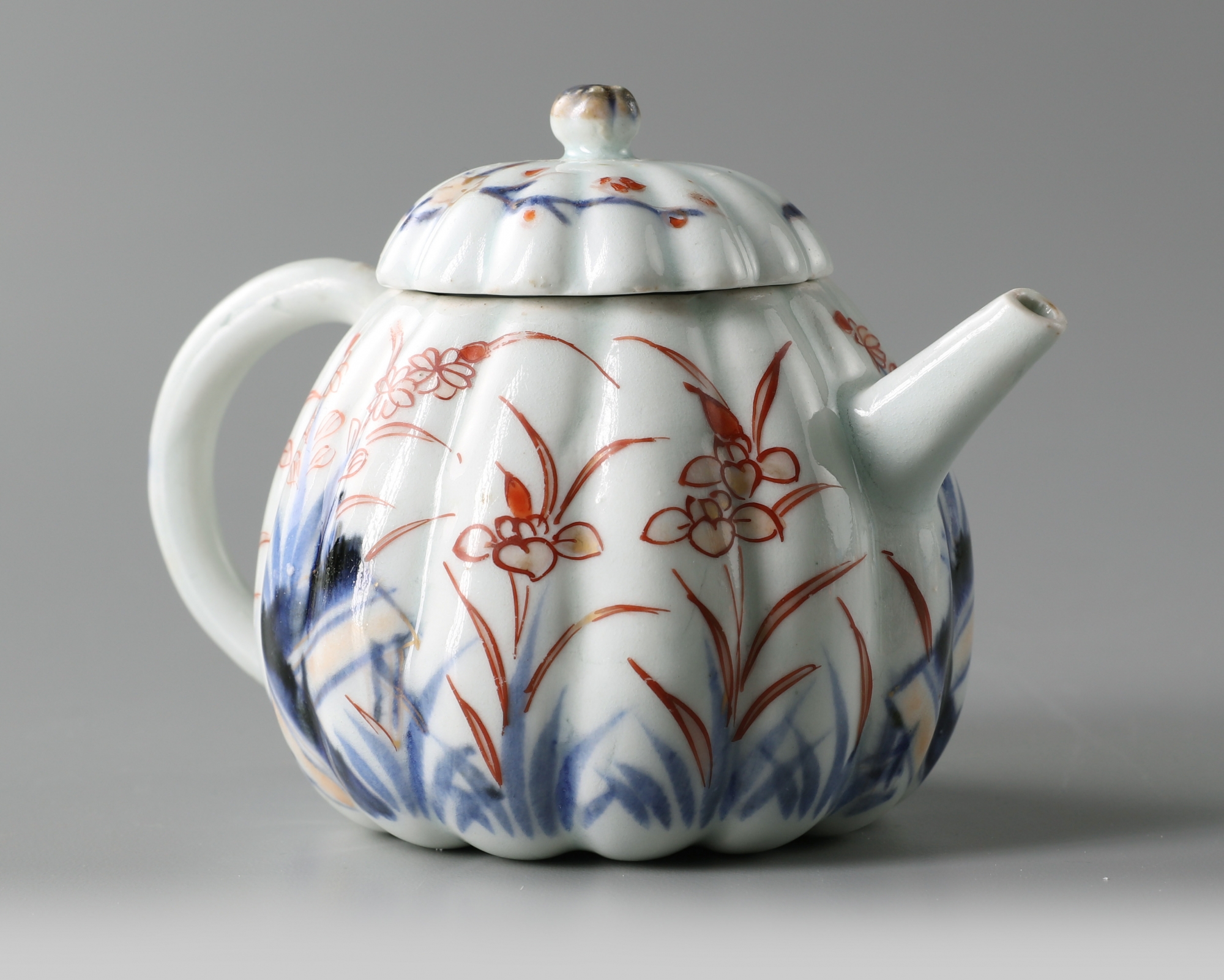 A Chinese imari 'floral' lobed teapot - Image 2 of 4