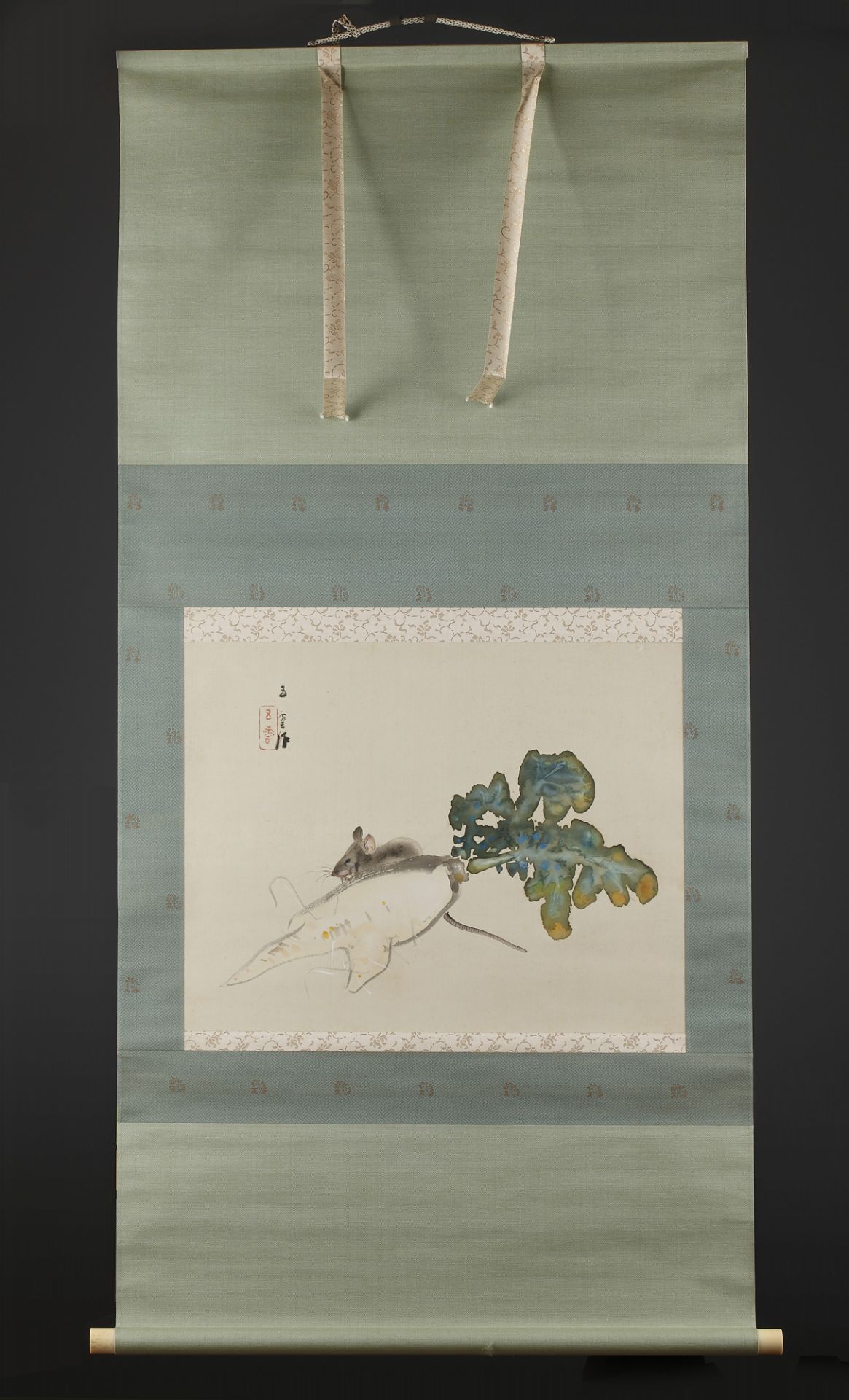 A Painting of a Rat and Daikon by Nishimura, Goun ?? ?? (1877 - 1938)