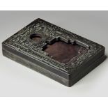 A Chinese inkstone and box