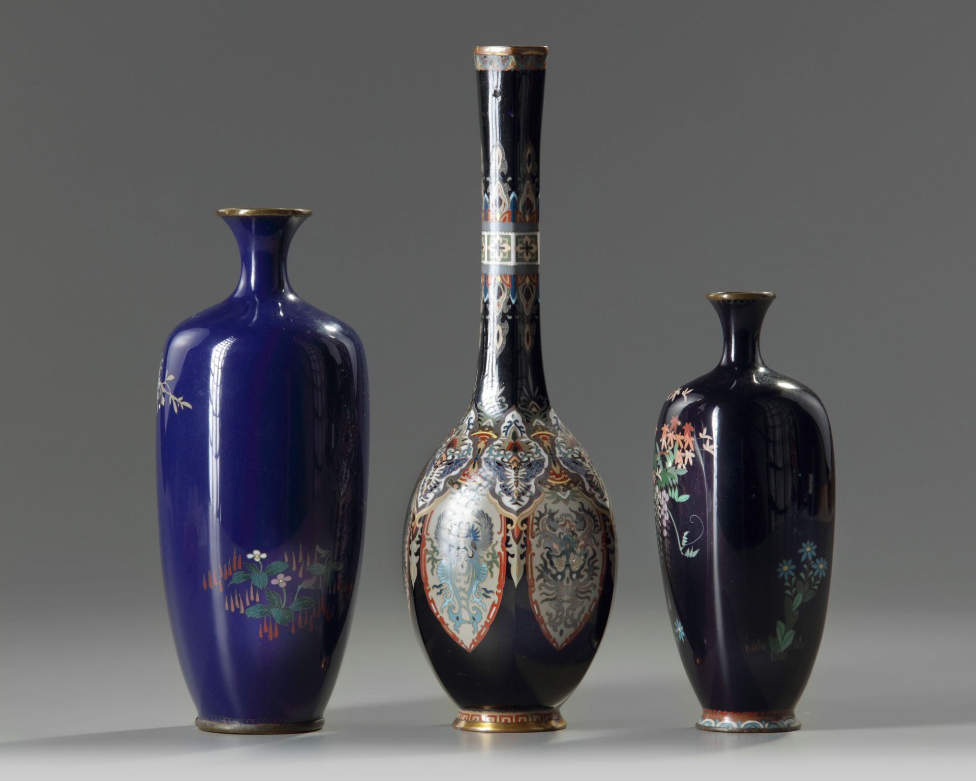 Three Japanese Cloisonné vases - Bild 2 aus 4