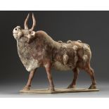 A Chinese painted pottery bull