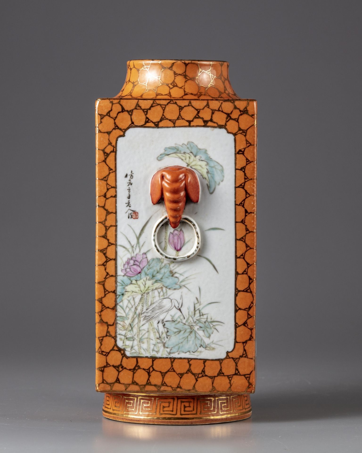 A Chinese famille rose cong vase - Bild 2 aus 5