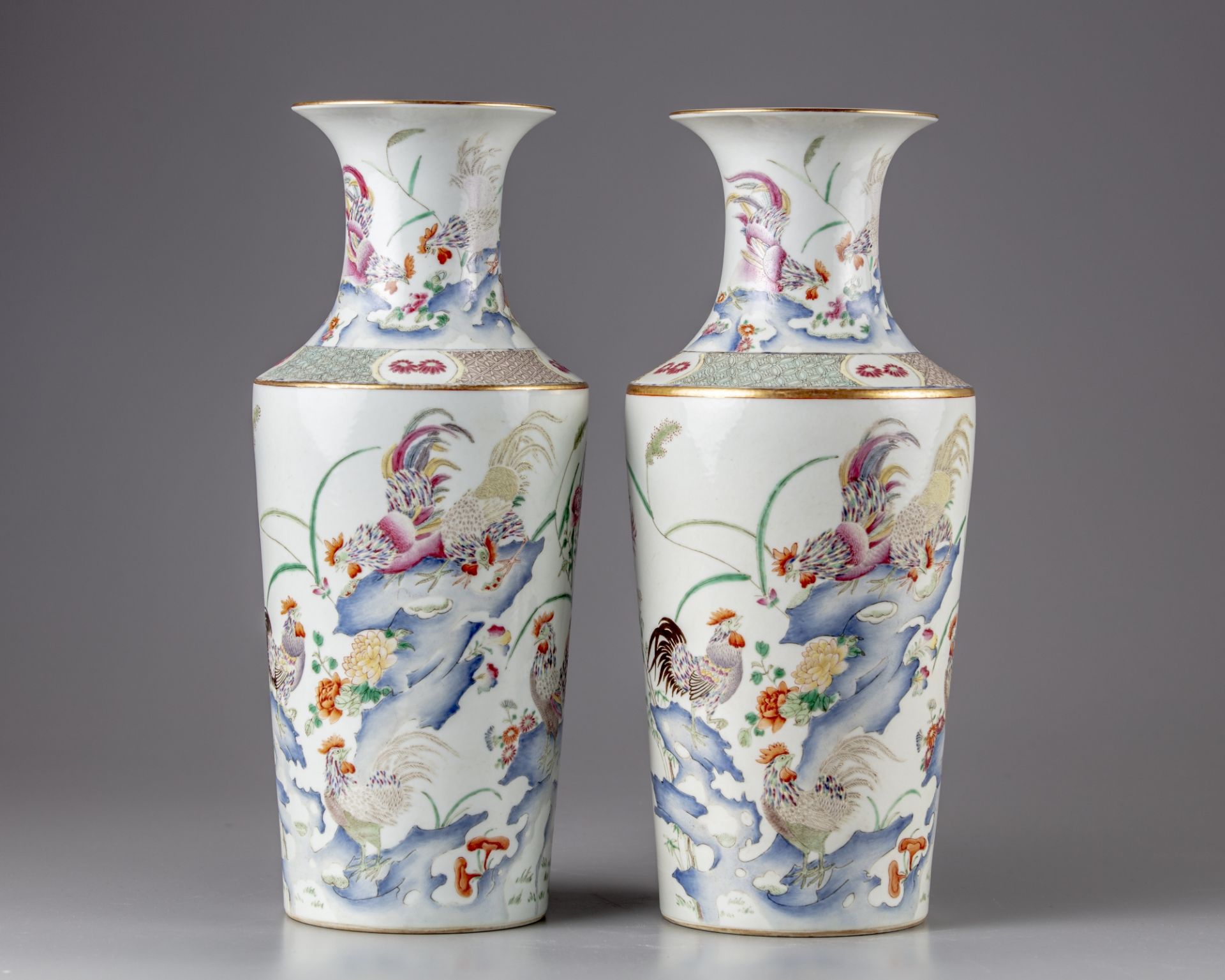 A pair of famille rose vases