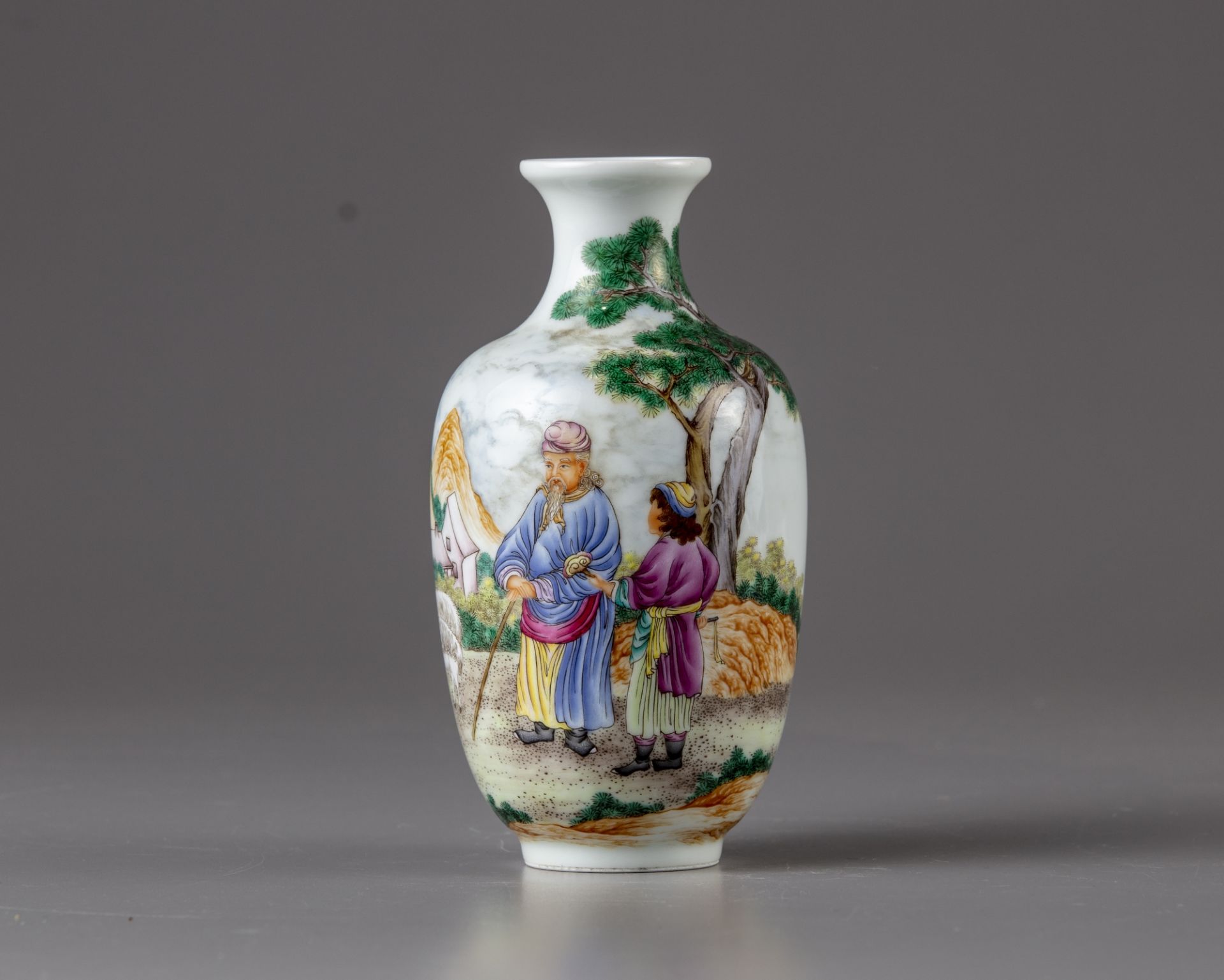 A famille rose 'shepherd' vase