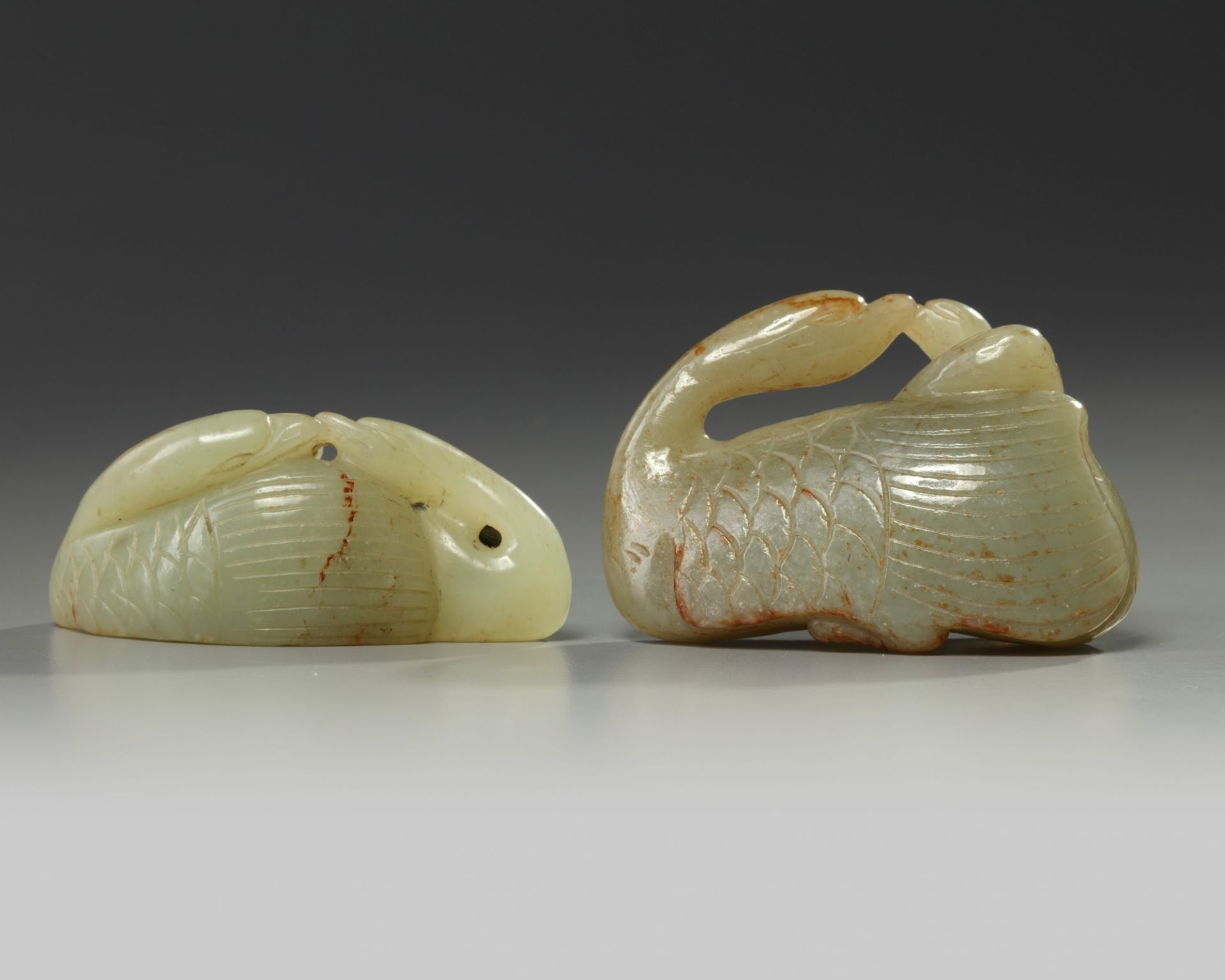 Two Chinese celadon jade geese carvings - Image 2 of 2