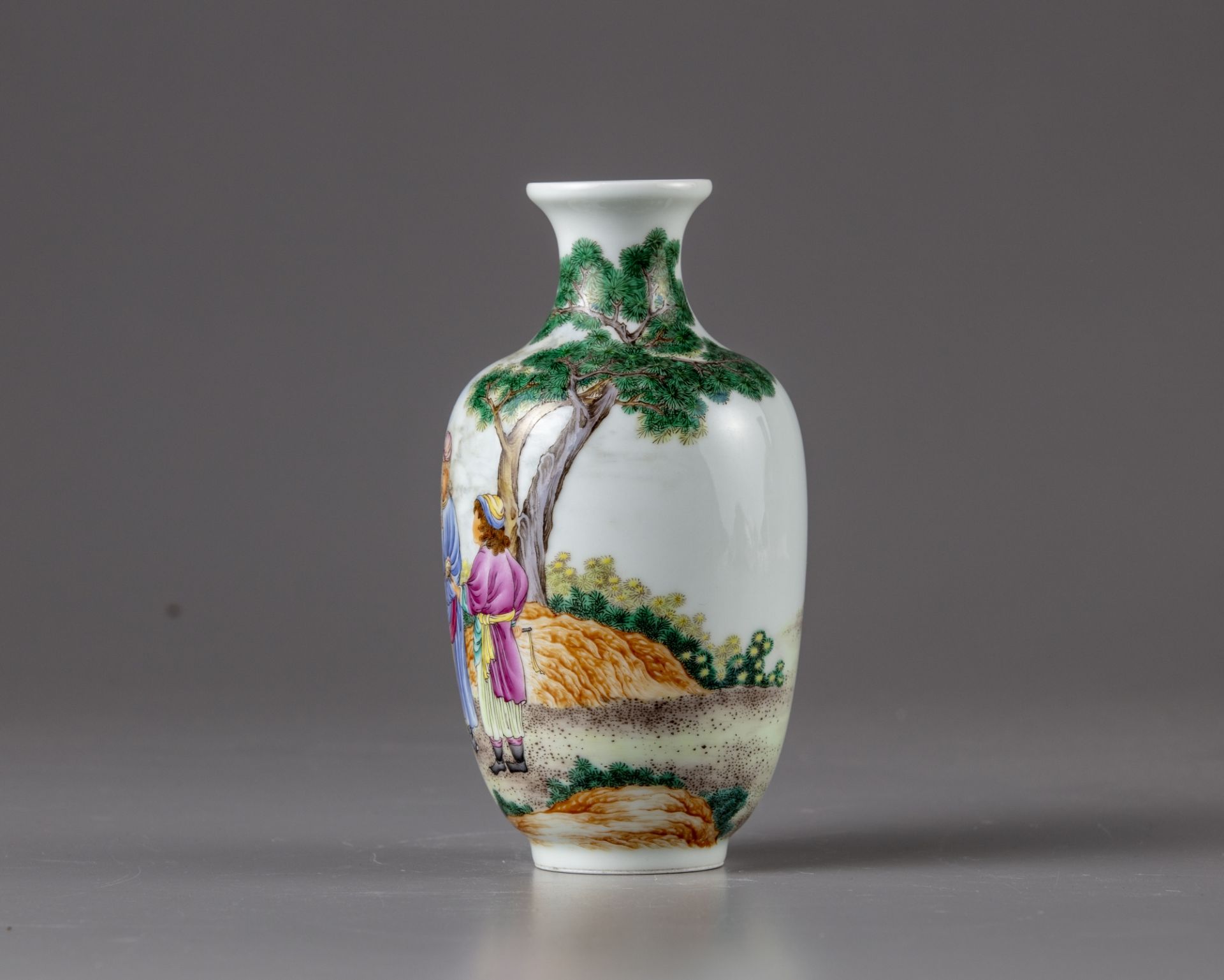 A famille rose 'shepherd' vase - Image 2 of 6