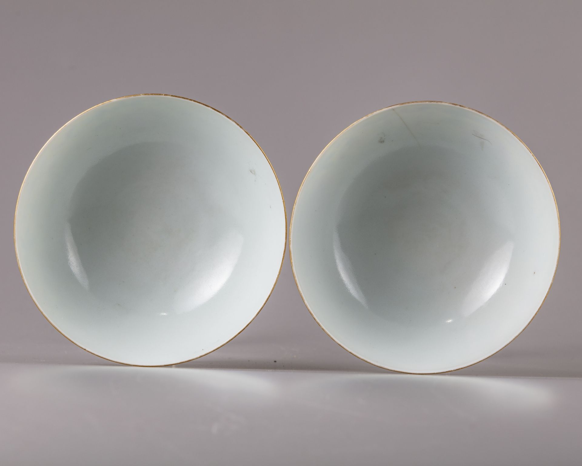 A pair of yellow-ground famille rose bowls - Image 3 of 3