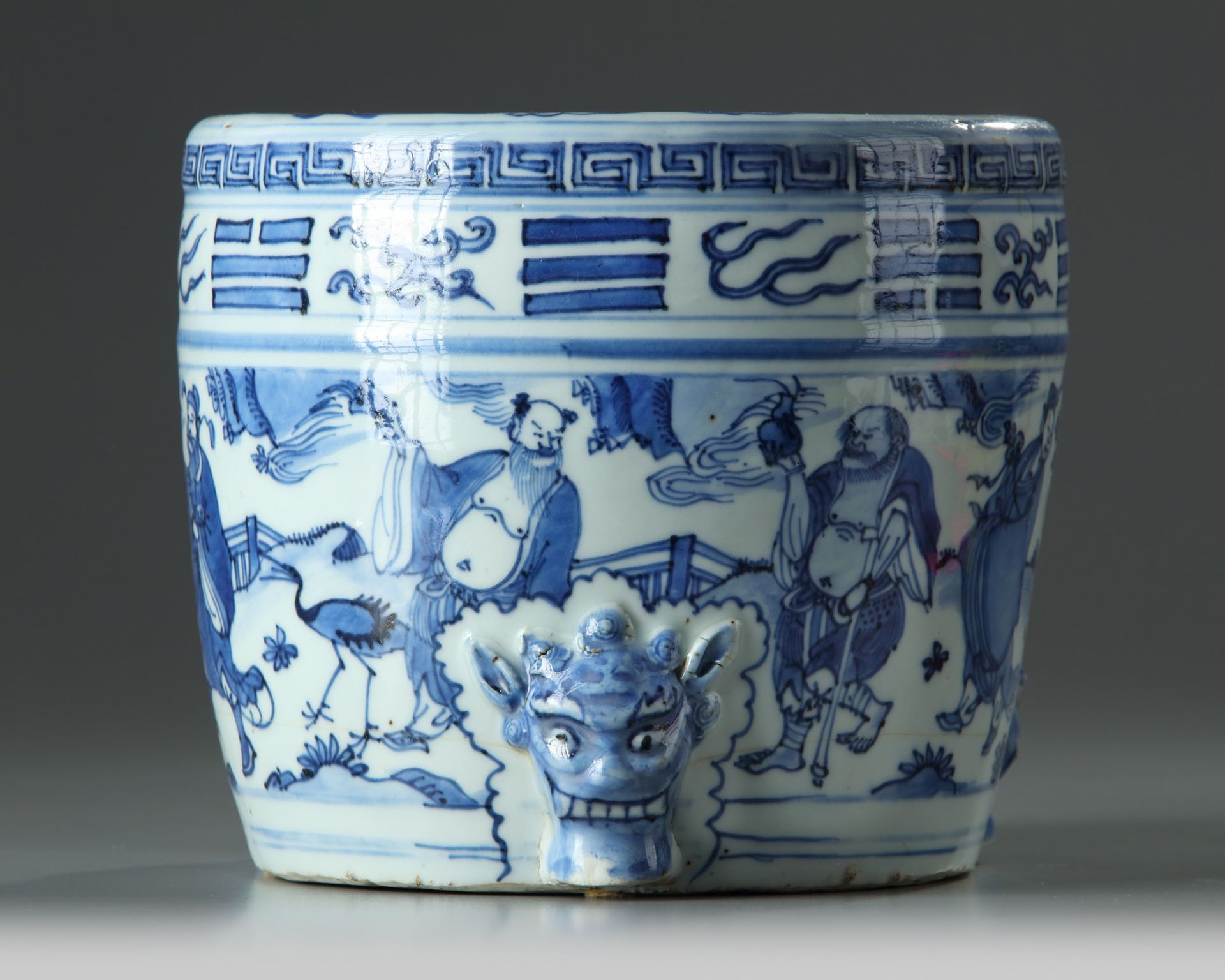 A Chinese blue and white Eight Immortals censer - Bild 3 aus 6