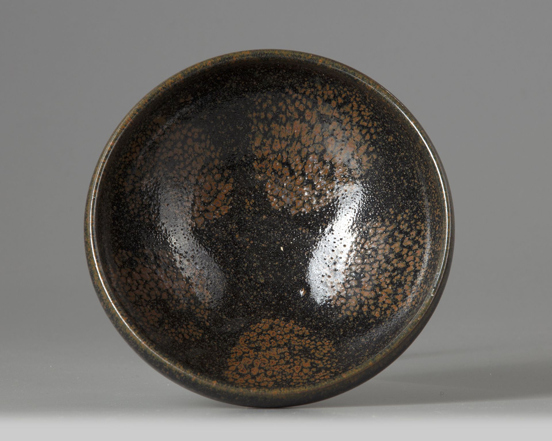A large Chinese ‘oil spot’ decorated bowl