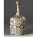 An Islamic Kashan pottery bottle vase