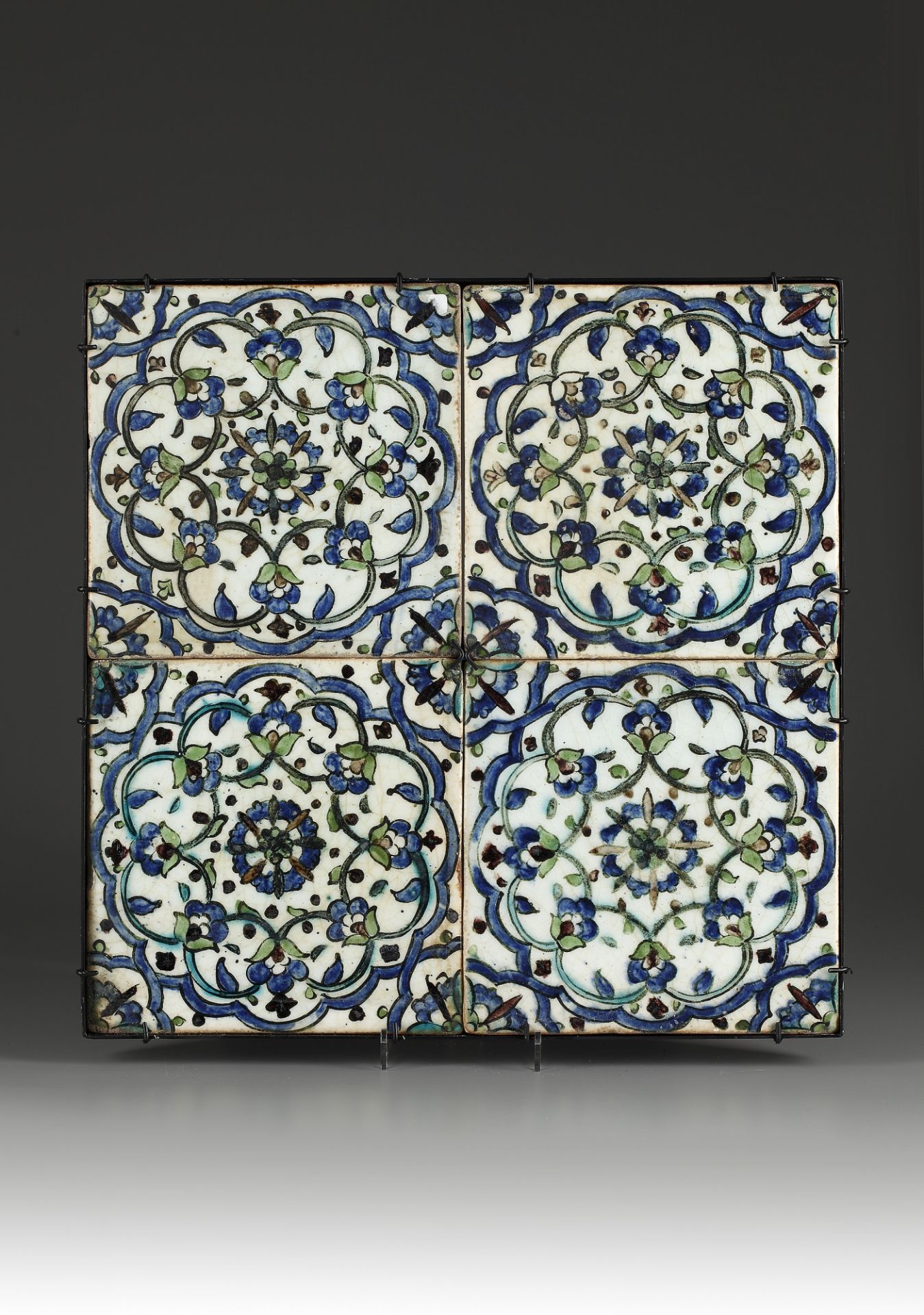 Four Iznik Syrian tiles