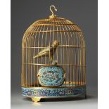 A Chinese cloisonné enamel bird cage
