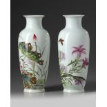 A matched pair of Chinese famille rose 'floral' vases