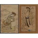 Two Persian miniatures depicting a young man/elderly man