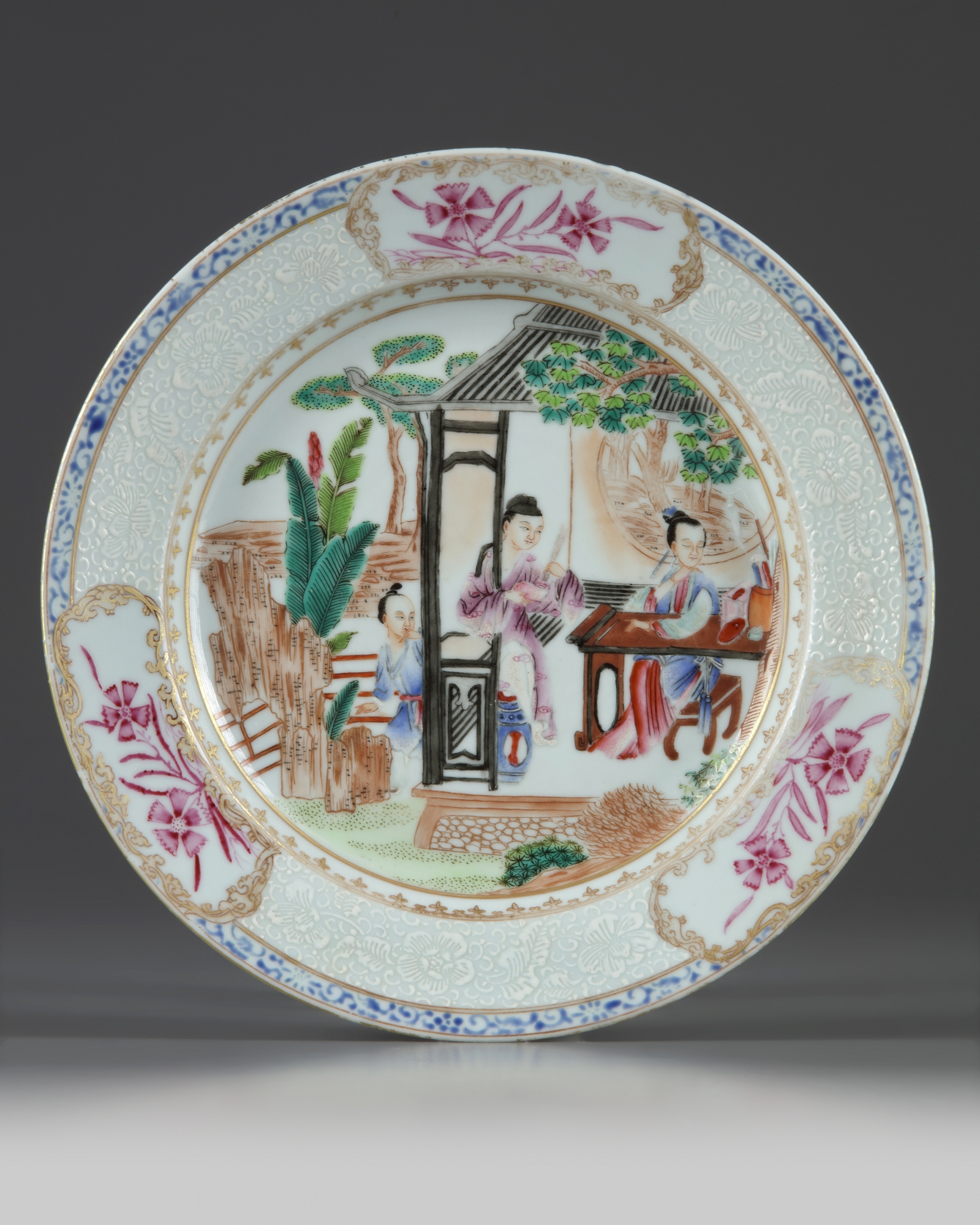 A Chinese famille rose 'ladies' dish