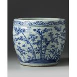 A Chinese blue and white 'Three Friends of Winter' jardiniere