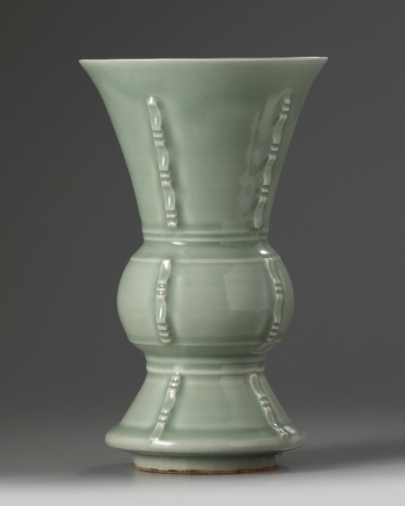 A Chinese celadon-glazed vase, gu - Image 2 of 6