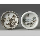 Two Chinese enamelled washers