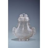 A Chinese rock crystal vase and cover