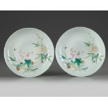 A pair of Chinese famille rose 'floral' dishes