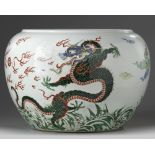 A Chinese famille verte 'dragon' jar