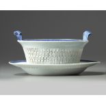 A Chinese blue and white 'Nanking pattern' reticulated basket and platter