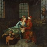 A painting depicting The Flirtation