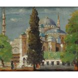 A painting depicting a view on the Grand Mosque, Istanbul